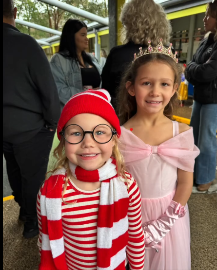 Two students dressed as characters for Book Week