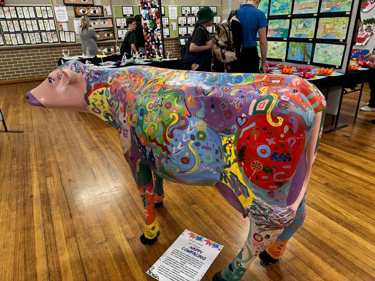 statue of a decorated cow for Art Show