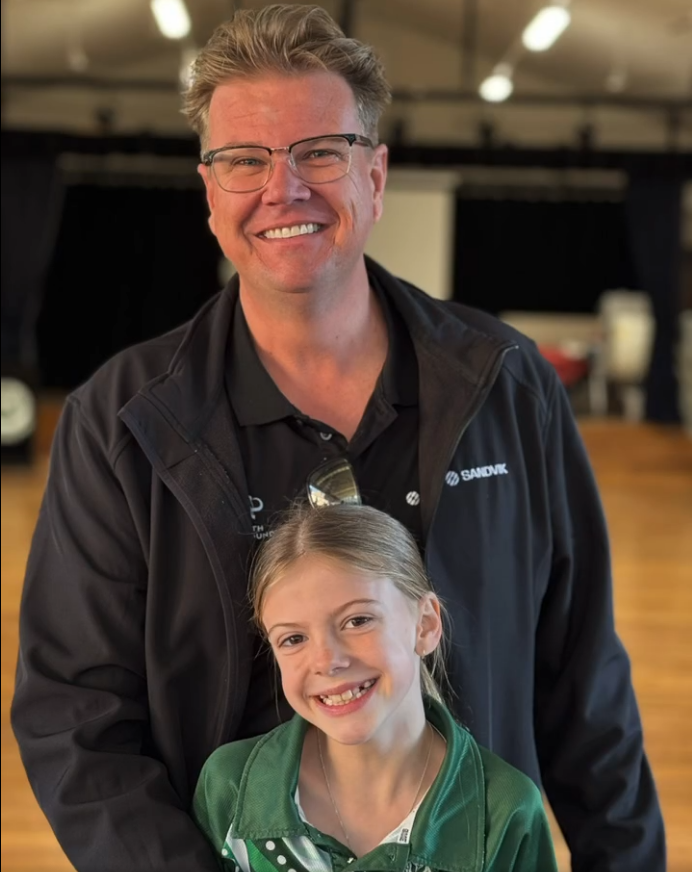Father and daughter at school